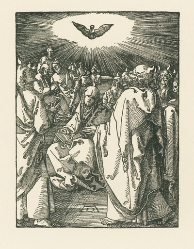 Den Helige Andes nedstigande, ca 1510 (träsnitt) av Albrecht Dürer or Duerer