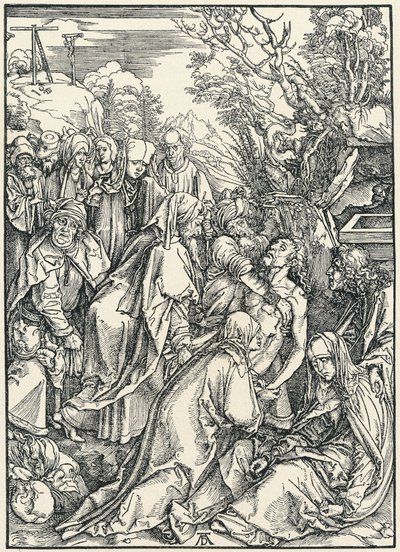 Gravläggningen, från den stora passionen, c.1496-97 (träsnitt) av Albrecht Dürer