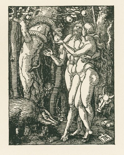 Människans fall, ca 1510 (träsnitt) av Albrecht Dürer or Duerer