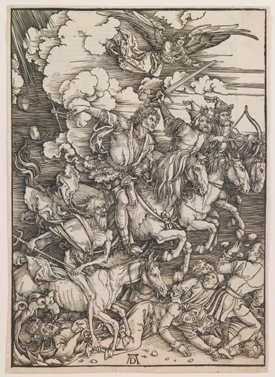 Apokalypsens fyra ryttare, från "Apokalypsen", ca 1497-98 (träsnitt) av Albrecht Dürer or Duerer