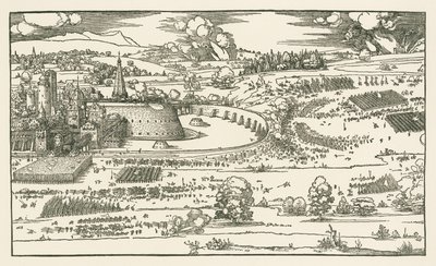 Belägringen av en fästning. Vänster block av Albrecht Dürer or Duerer