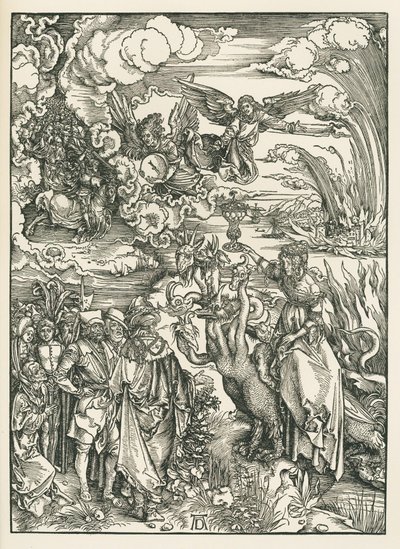 Babylons sköka. Johannes Uppenbarelsebok, ca 1496-97 (träsnitt) av Albrecht Dürer or Duerer