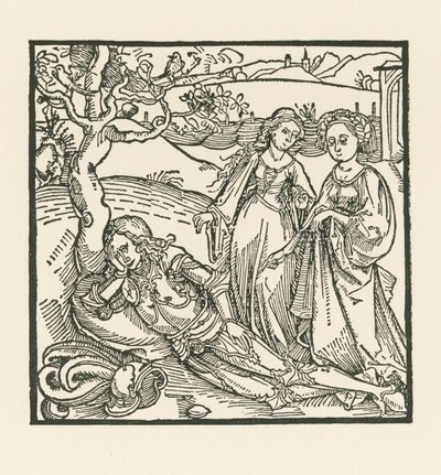 Riddaren i meditation får sällskap av sina två döttrar av Albrecht Dürer or Duerer
