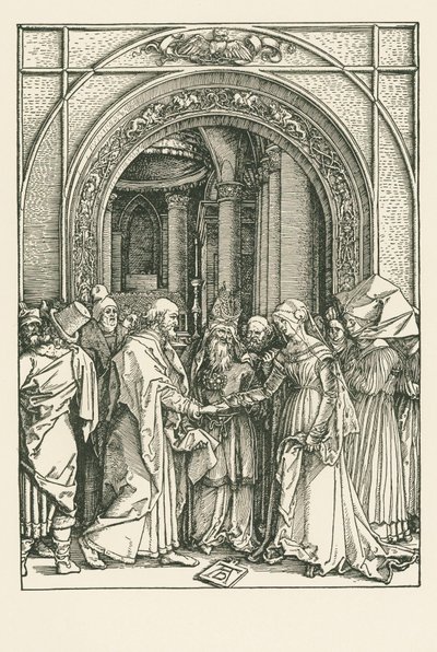 Jungfru Marias bröllop, ca 1504 (träsnitt) av Albrecht Dürer or Duerer