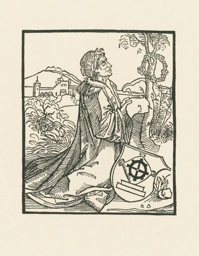 Poeten Sebastian Brant knäböjande av Albrecht Dürer or Duerer