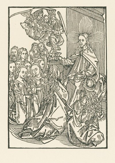 De utvaldas belöning, representerad av Marias kröning omgiven av helgonen av Albrecht Dürer or Duerer