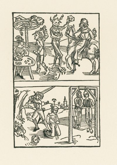 Träsnitt till "Wie der Würffel auff ist Kumen" av Albrecht Dürer or Duerer