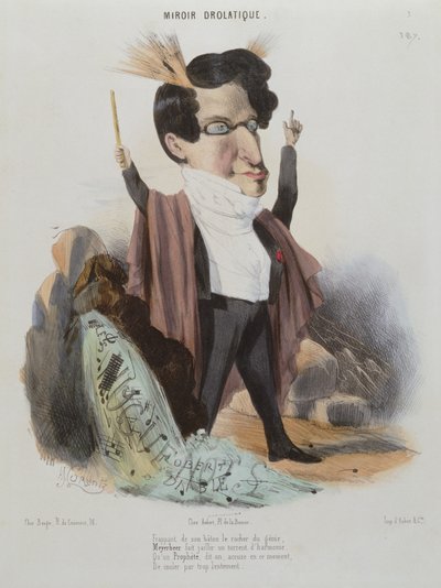 Karikatyr av Jakob Meyerbeer (1791-1864) tysk kompositör av Alcide Joseph Lorentz
