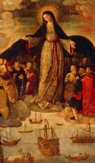 The Virgin of the Navigators (mittpanelen) av Alejo Fernandez