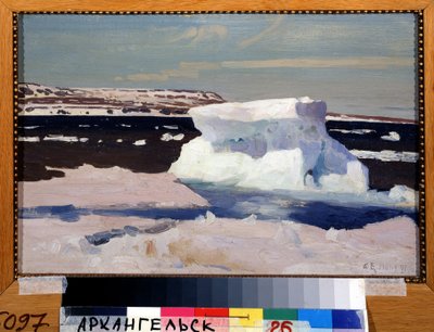 Karahavet, utsikt över skärgården Novaya Zemlya. Målning av Alexander Alexeyevich Borisov (1866-1934). Olja på duk, 33 x 50,5 cm av Aleksandr Alekseevich Borisov