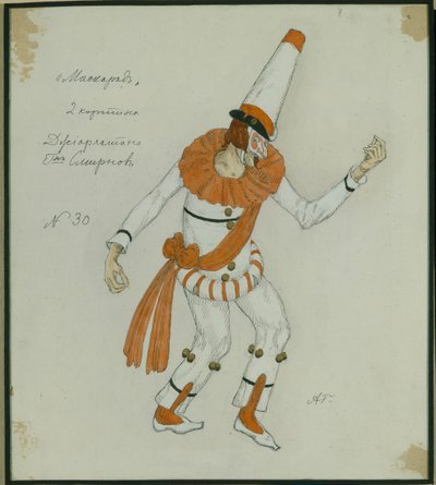 Kostymdesign för pjäsen Maskeraden av M. Lermontov, 1917 av Aleksandr Jakovlevic Golovin