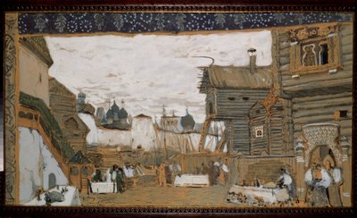 Förberedelseuppsättning för operan The Pskov Maiden av N.Rimsky Korsakov (Rimsky-Korsakov) (1844-1908). Utsikt över ett barns animeplats av Aleksandr Jakovlevic Golovin