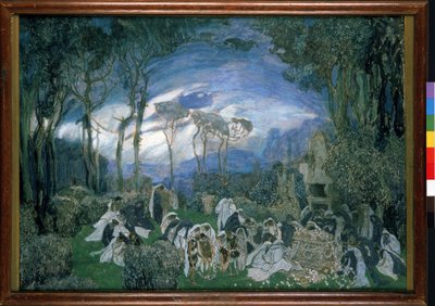 Förberedande dekor för operan Orpheo et Eurydice, av Christoph Willibald Gluck (1714-1787) (Scenografi för operan Orpheo och Euridice av Ch. Gluck). Verk av Alexander Yakovlevich Golovin (Alexandre Golovine) (1863-1930), gouache och pastell på duk av Aleksandr Jakovlevic Golovin
