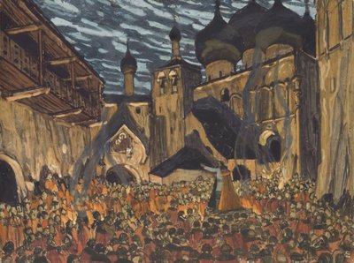 Scenografi för operan The Maid of Pskov av N. Rimsky-Korsakov av Aleksandr Jakovlevic Golovin