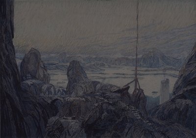Scenografi till teaterpjäsen Frun från havet av H. Ibsen, 1905 av Aleksandr Jakovlevic Golovin
