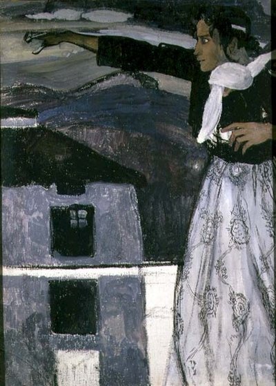 Kvinna i grått (olja på duk) av Aleksandr Jakovlevic Golovin