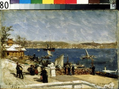 Promenad på stranden i Sevastopol (strandpromenaden i Sevastopol). Målning av Alexander Karlovich Beggrov (1841-1914). Olja på duk av Aleksandr Karlovich Beggrov