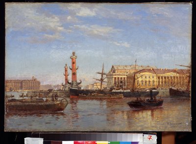Utsikt över Sankt Petersburg från Neva. (Utsikt över St Petersburg från Neva). Målning av Alexander Karlovich Beggrov (1841-1914). Olja på duk, 46 x 65 cm av Aleksandr Karlovich Beggrov
