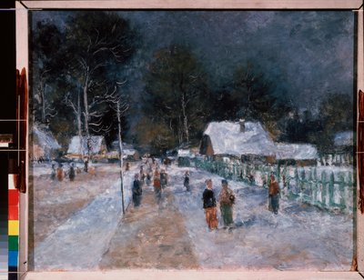 Vinter. Verk av Alexander Vasilyevich Shevchenko (Alexander Shevchenko) (1883-1948), olja på kartong av Aleksandr Vasilievich Shevchenko