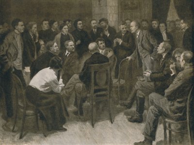 "Lenin debatterar med Narodnik Vorontsov 1894", 1939. av Aleksandr Viktorovic Moravov