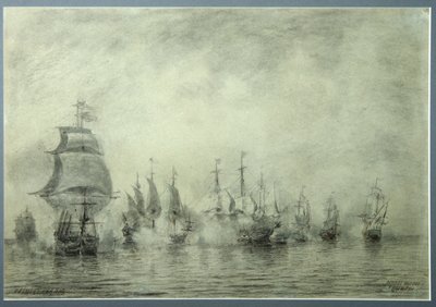 Första sjöslaget. Naum Senyavin, 1865-1866 av Aleksei Petrovich Bogolyubov