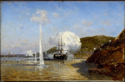 Nikolai Skrydlovs aktion (1844-1918) på Donau av Alexei Petrovich Bogolyubov (Bogoliubov eller Bogolioubov) (1824-1896) av Aleksei Petrovich Bogolyubov