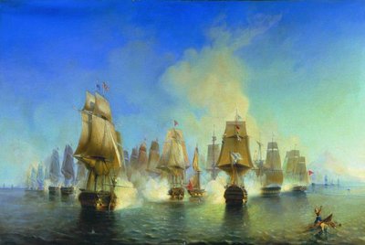 Sjöslaget vid Athos av Aleksei Petrovich Bogolyubov