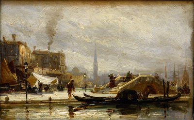 Venedig nära järnvägsstationen. Noon par Bogolyubov (Bogolioubov), Alexei Petrovich (1824-1896) av Aleksei Petrovich Bogolyubov