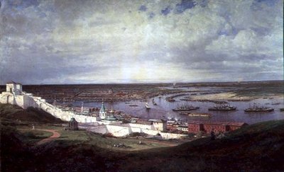 Utsikt över Nizhny Novgorod (olja på duk) av Aleksei Petrovich Bogolyubov