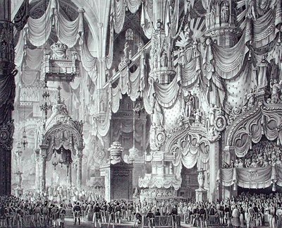 Kröning av Ferdinand I (1793-1875) i Milanos katedral av Alessandro (after) Sanquirico