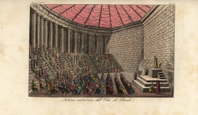 Interiör av Odeon of Athens eller Odeon of Pericles i Aten, Grekland av Alessandro (after) Sanquirico