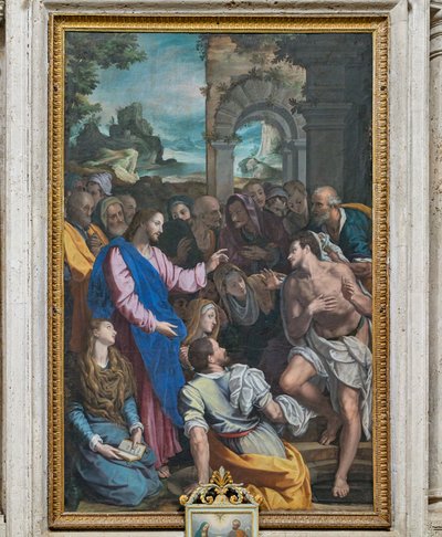 Lasarus uppståndelse av Alessandro (workshop of) Allori