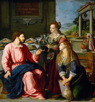 Kristus i Martas och Marias hus av Alessandro Allori