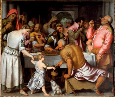 Bankett med påsklamm (olja på duk av Alessandro Bonvicino Moretto