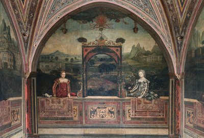 Small Room of the Noble Ladies (olja på duk limmad på väggarna) av Alessandro Bonvicino Moretto