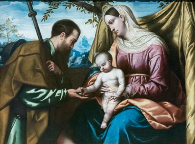 Jungfru Maria med barnet och helgonet Roch av Alessandro Bonvicino Moretto