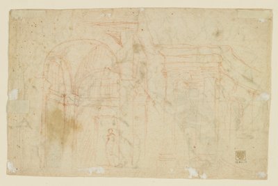 Studier av änglar och amoriner (Recto); Arkitektstudier (verso) av Alessandro Casolani