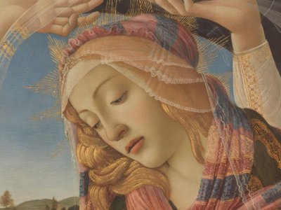 Maria med barnet och fem änglar av Alessandro Filipepi