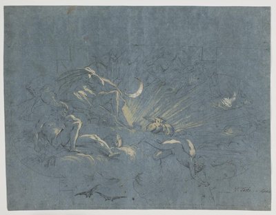 Selene och Endymion, design för en takmålning av Alessandro Gherardini