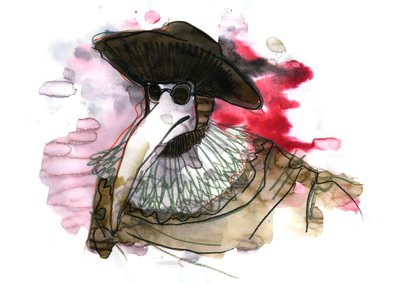 En pestläkare bär en näbbliknande mask som var fylld med aromatiska föremål av Alessandro Lonati