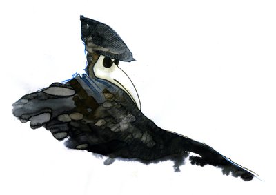 En pestläkare bär en näbbliknande mask som var fylld med aromatiska föremål av Alessandro Lonati