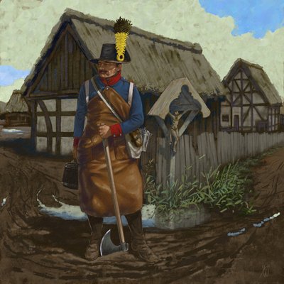 Österrikisk pionjär sappör, cirka 1809, 2018 av Alessandro Lonati