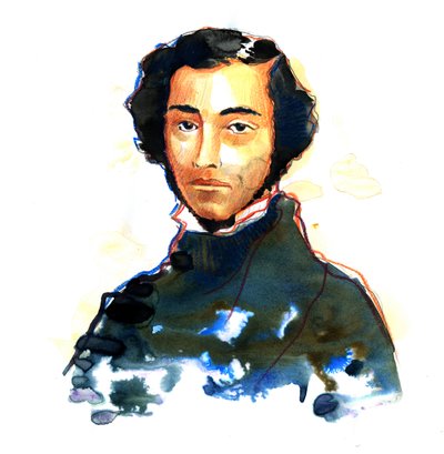 Charles-Alexis-Henri Clerel de Tocqueville (1805-1859) - Porträtt av Alexis de Tocqueville (Alexis Charles Henri Cleral de Tocqueville) (1805 - 1859), fransk historiker och politiker av Alessandro Lonati