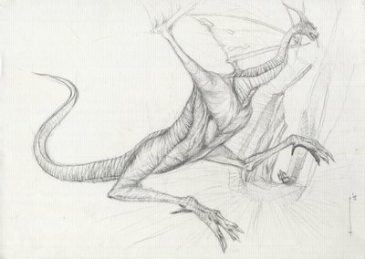 Fantastic Creature: A Dragon Pencil Sketch av Alessandro Lonati av Alessandro Lonati