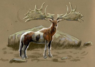 Fantastiska monster och varelser, kryptozoologi: representation av en hippocerf - Teckning av Alessandro Lonati, 2012 av Alessandro Lonati