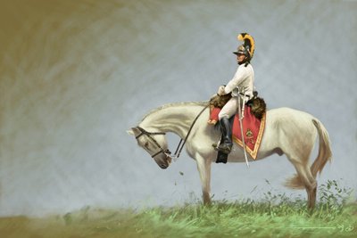 Första imperiet: soldat från det österrikiska kavalleriet. Teckning av Alessandro Lonati av Alessandro Lonati