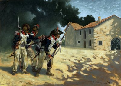 Första imperiet: Det franska infanteriets grenadjärer på patrull under de italienska kampanjerna. Teckning av Alessandro Lonati av Alessandro Lonati