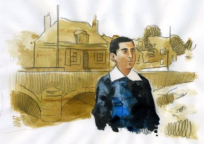 Marcel Proust ung i Illiers Combray (bläck på papper) av Alessandro Lonati