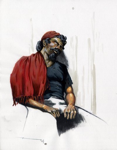 Pirat (kapare) eller sovande sjöman. Färgteckning av Alessandro Lonati. av Alessandro Lonati
