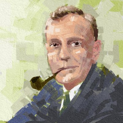 Porträtt av astronomen Edwin Hubble, 2023 (illustration) av Alessandro Lonati